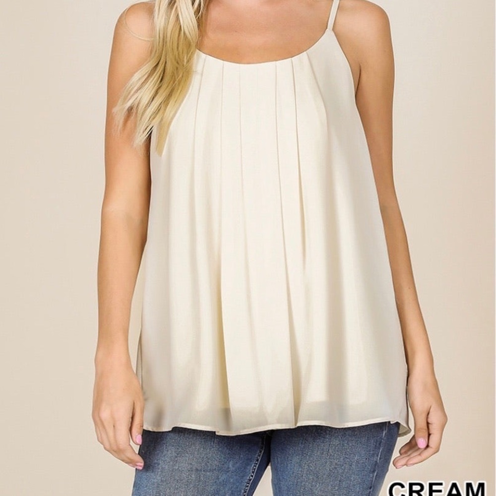 Cream pleated cami